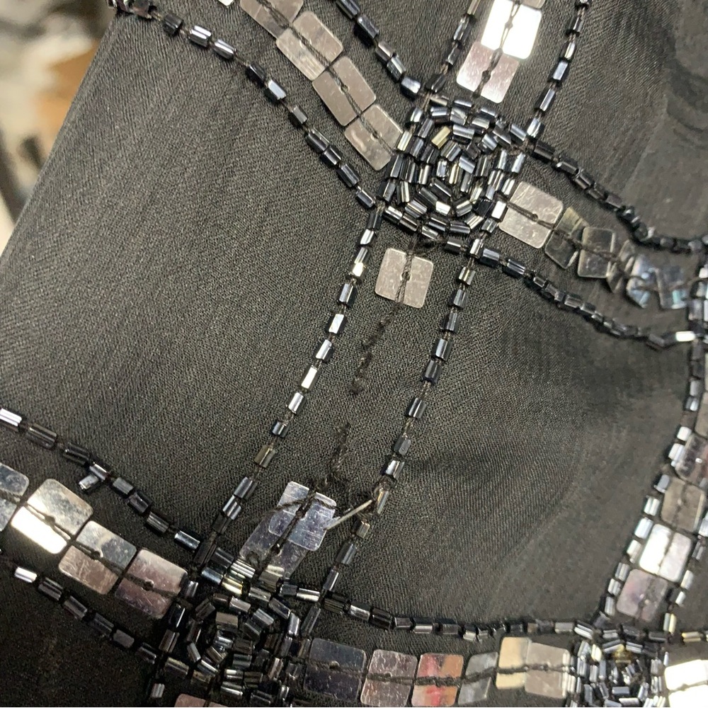 Scala Black Sequin Grid Open Front Jacket EUC - Picture 9 of 9